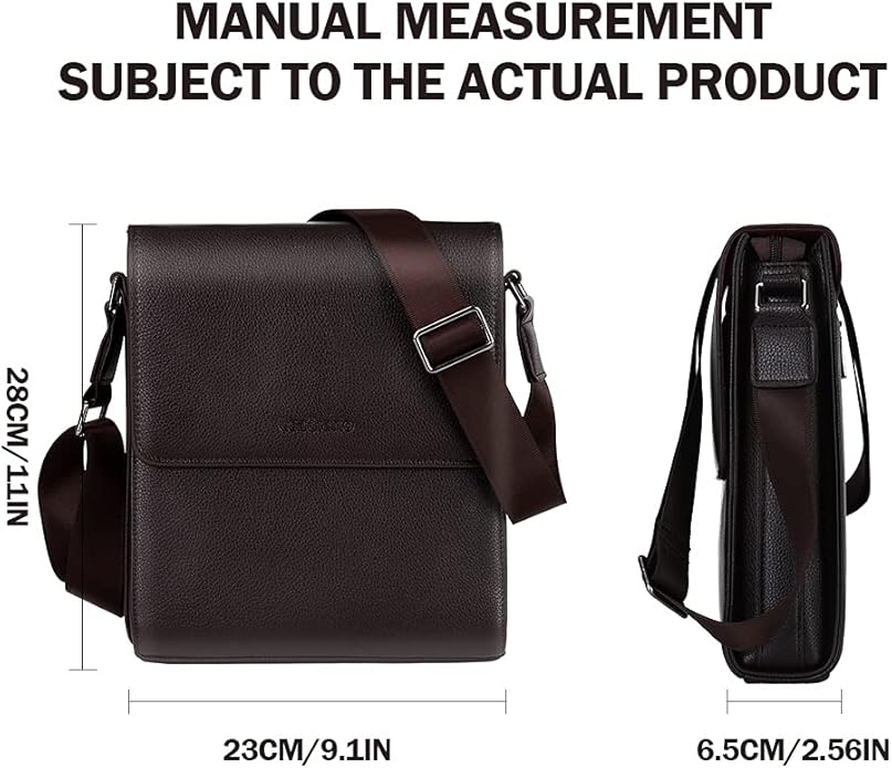 Leathario Men's Crossbody Bag,Vegan Leather Shoulder Messenger Purse Sling Satchel For Work Business Travel