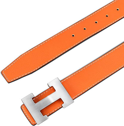 Aurolran Men&Womens Leather Dress Belt Business Automatic Buckle Belt Color-Black Silver Gold