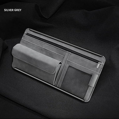 Car Sun Visor Organizer Auto Interior Accessories Storage Pocket Organizer with Multi-Pocket Net Zipper Pouch Sunglass Holder for Car Truck SUV Case Bag for Card License Registration