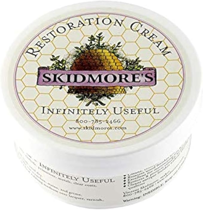 Skidmore's Restoration Cream | Leather Repair for Furniture, Leather Conditioner | Restoration Cream will Restore Antique Wood | Non-Toxic Formula, Made in USA | 6 Oz | Made in USA