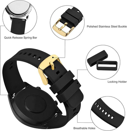 BISONSTRAP Watch Strap 18mm 19mm 20mm 21mm 22mm, Quick Release Silicone Watch Bands for Men Women