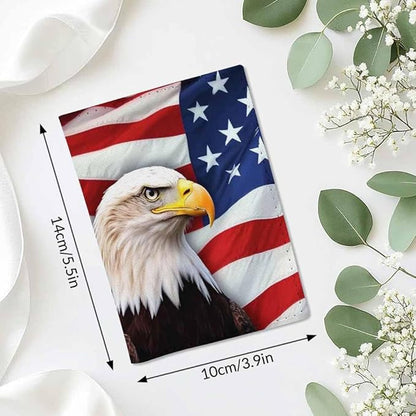 American Flag Passport Holder for Travel Stars and Eagle PU Leather Passport Cover Wallet Cute Passport Card Holder for Women and Men