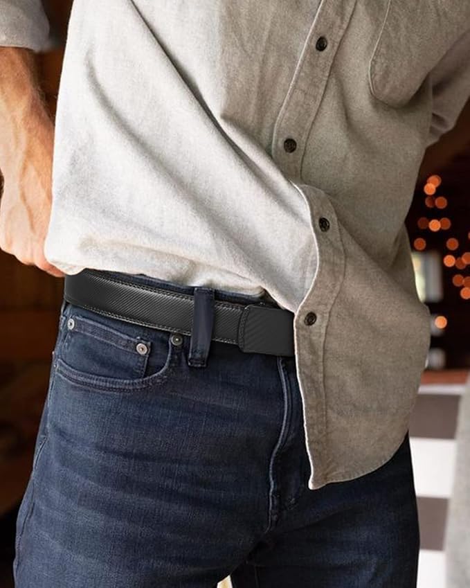 BOSTANTEN Mens Belt Leather Ratchet Belt For Men Dress and Casual with Adjustable Buckle, Trim to Fit
