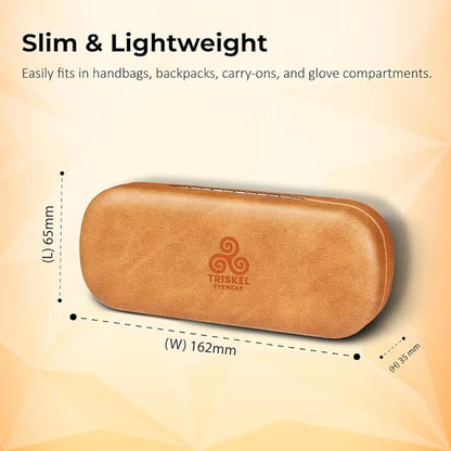 Rounded Rectangle Glasses Case – Hard Shell PU Leather Eyewear Case with Soft Lining & Magnetic Closure