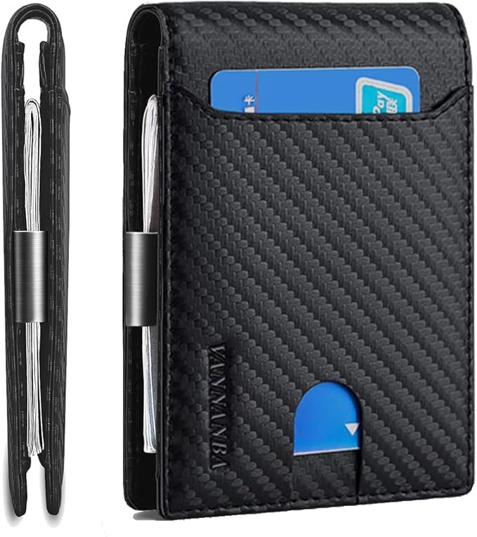 VANNANBA Wallet for Men Bifold Credit Card Holder,RFID Blocking Front Pocket Wallets for Men Teen Boys with Gift Box(Black)