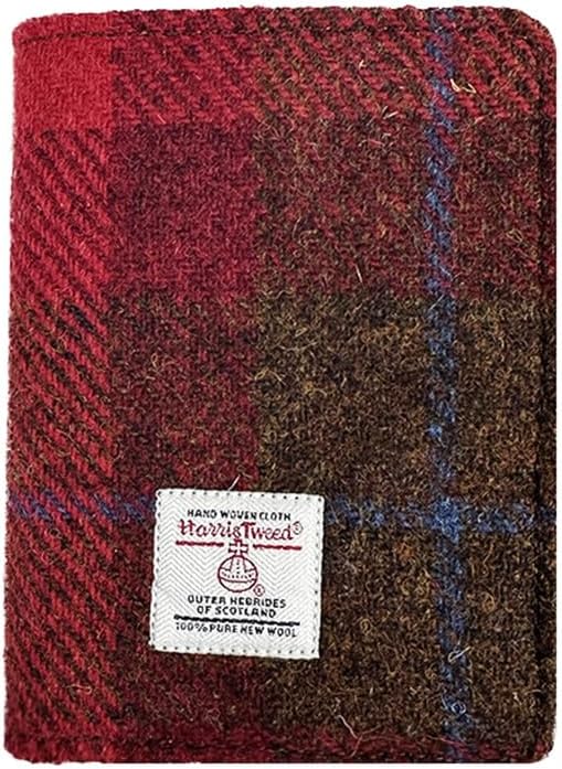 Harris Tweed Leather Passport Holder for Travel, Slim & Lightweight Passport Cover with Vaccine Card Slot, RFID Blocking, Ideal for Women and Men (No.912)