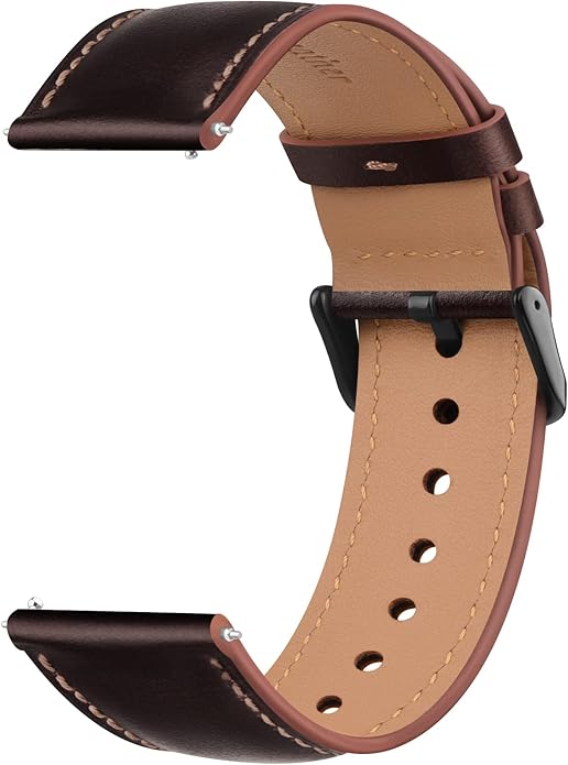 Vancle Quick Release Genuine Leather Watch Band 20mm 22mm Watch Strap, Top Grain Leather Watch bands for Men Women