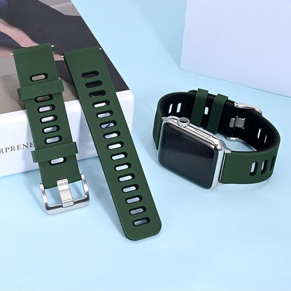 WOCCI 22mm Bicolor Watch Band, Silicone Rubber, Quick Release Replacement Strap for Men and Women, Silver Stainless Steel Buckle (Green-Black)