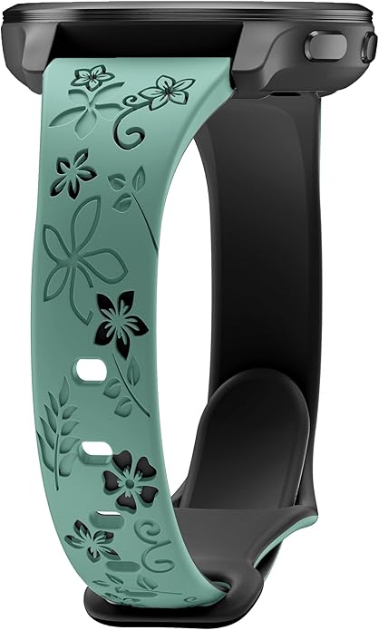 Laband 18mm Floral Engraved Band Compatible With Garmin Venu 3S 41mm/Venu 2S/Vivoactive 4S/Vivomove 3S/Venu 4 41mm/Forerunner 255S/Forerunner 265S,Soft Slim Silicone Cute Embossed Flower Strap for Men