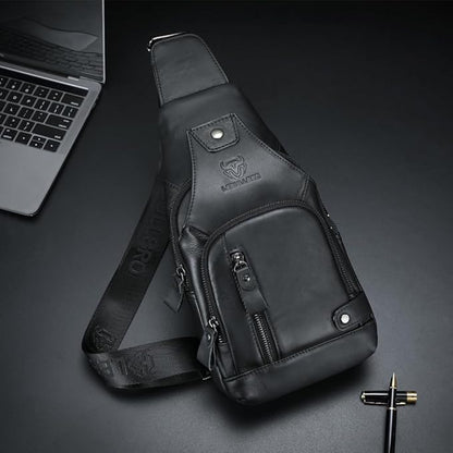 Sling Bag for Men Genuine Leather Chest Bag Crossbody Backpack Travel Hiking Outdoor Sports