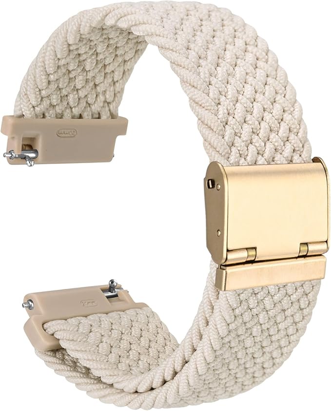 WOCCI 18mm Braided Nylon Watch Band for Men and Women, Quick Release, Golden Stainless Steel Buckle (Starlight)