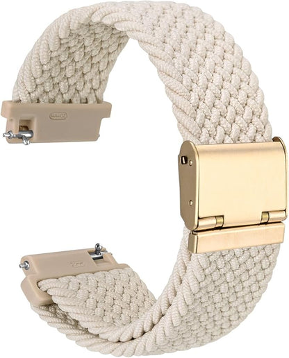 WOCCI 20mm Braided Nylon Watch Band for Men and Women, Quick Release, Golden Stainless Steel Buckle (Starlight)