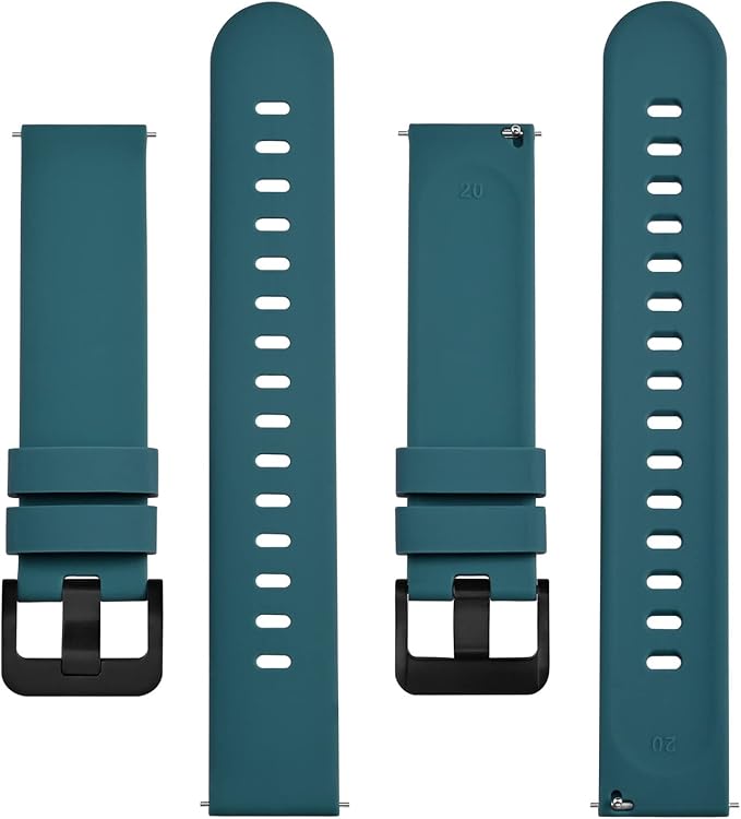 BISONSTRAP Silicone Watch Bands, Slim Watch Straps with Quick Release, 18mm, Cyan (Blue) with Black Buckle