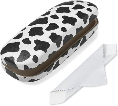 Glasses Case Hard Shell, Leather Protective Case for Sunglasses with Cleaning Cloth, Cute Eyeglass Cases for Women