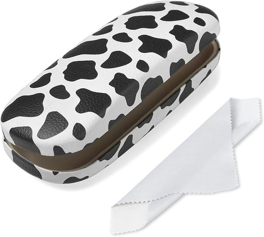 Glasses Case Hard Shell, Leather Protective Case for Sunglasses with Cleaning Cloth, Cute Eyeglass Cases for Women