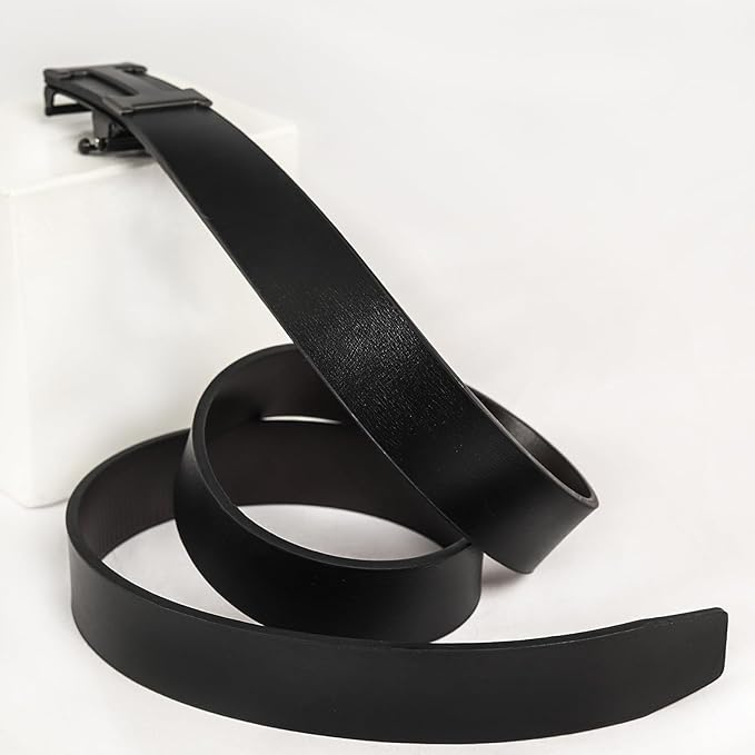 Aurolran Men&Womens Leather Dress Belt Business Automatic Buckle Belt Color-Black Silver Gold