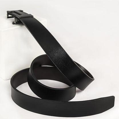 Aurolran Men&Womens Leather Dress Belt Business Automatic Buckle Belt Color-Black Silver Gold