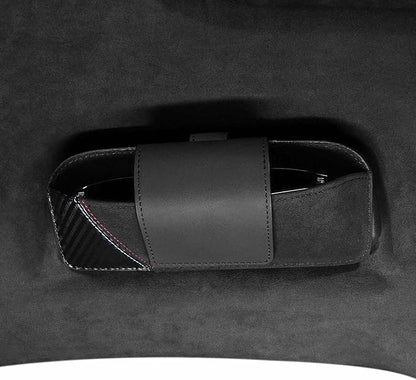 Betterhumz Sunglasses Organizer Box Car Sun Visor Compatible with BMW F20 F22 F23 F30 F34 F32 118i M235i M135i 114d 218i M240i Eyeglasses Holder Storage Case for Alcantara Accessories (carbon leather)