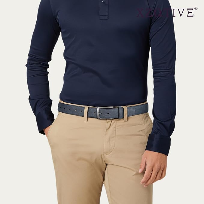 XZQTIVE Mens Suede Belt - 1 3/8" Genuine Leather Dress Belt for Jeans Dress Handmade Classic Every Day Belt