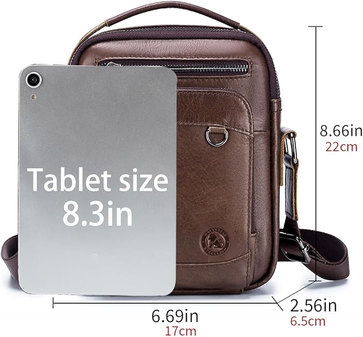 Men's Vinatge Leather Crossbody:Compact with Organized Pockets,Stylish & Functional for Everyday Carry
