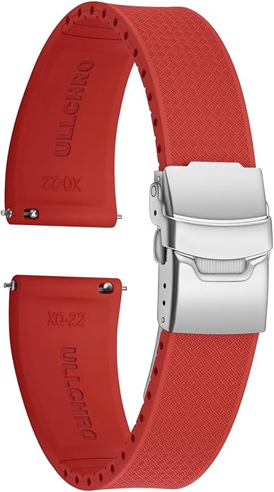 ULLCHRO Silicone Watch Band Quick Release Strap FKM Waterproof Watch Bands for Men 20mm 22mm Replacement Strap Sport Rubber Watchband