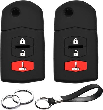 2pcs Compatible with Mazda 2 3 5 6 CX-7 CX-9 MX-5 Miata Key Fob Cover Case Key Chain Protector Keyless Remote Holder