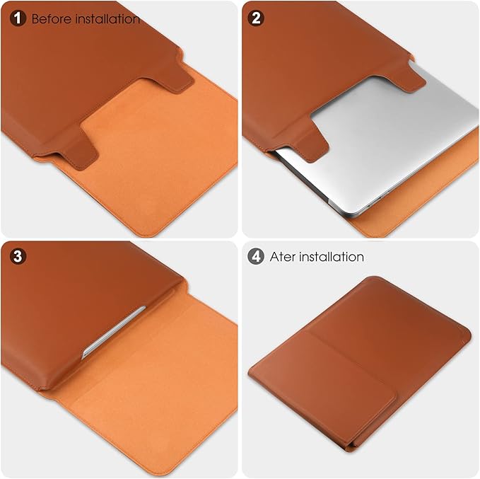 HoYiXi 15 16 Inch Laptop Sleeve Case Leather Bag for MacBook Pro 16 2021 & 2019/ASUS Vivobook 15/Huawei MateBook D15/HP 15.6" PC/MacBook Pro 15/Surface Laptop 3/Dell Inspiron 15/IdeaPad, Brown