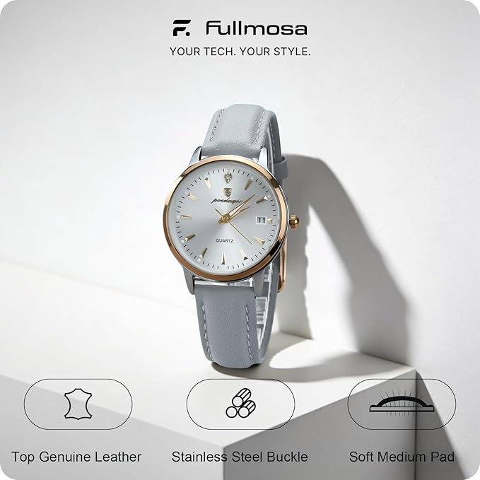 Fullmosa Watch Band, Quick Release Leather Watch Strap for Men Women, Replacement Bands Width 12mm 14mm 16mm 18mm 19mm 20mm 21mm 22mm 24mm