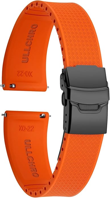 ULLCHRO Silicone Watch Band Quick Release Strap FKM Waterproof Watch Bands for Men 20mm 22mm Replacement Strap Sport Rubber Watchband