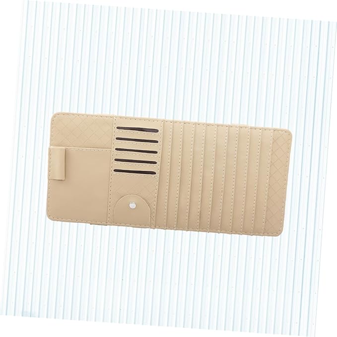 SHERCHPRY 2pcs Multi-Functional Sun Visor Organizer Bag for Vehicle Premium Leather Cd Holder Pen and Card Storage Stylish Beige Design for Easy Access and Safe Driving
