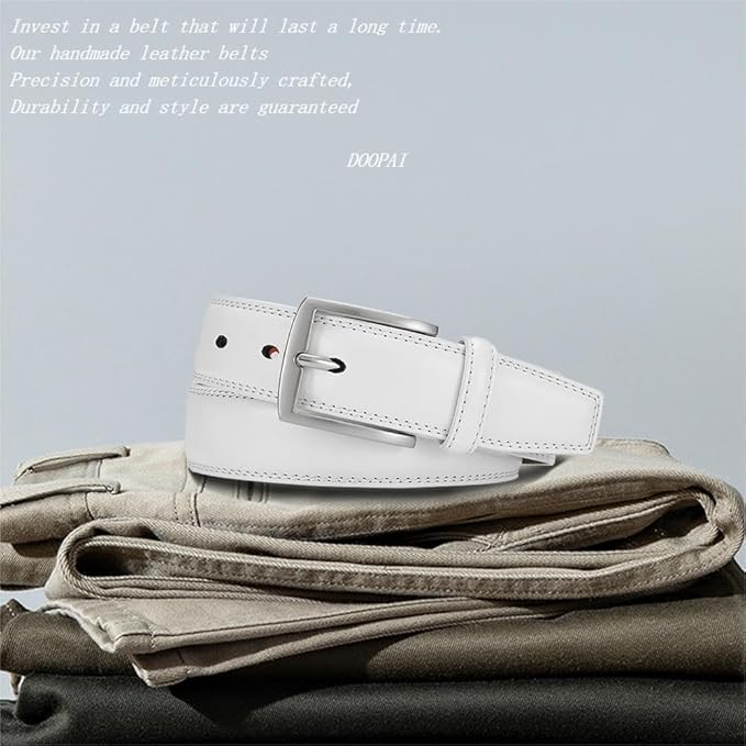 DOOPAI Mens Dress Belt - Genuine Leather Dress Belts For Men,Casual Suit Jeans Belt-Single Prong Buckle black belt