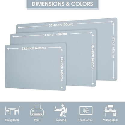Leather Desk Pad Protector 35.4×17inch Non-Slip Large Gaming Mouse Pad Waterproof Desk Writing Pad Desk Blotter Laptop and Keyboard Mat for Office and Home(Light Blue)