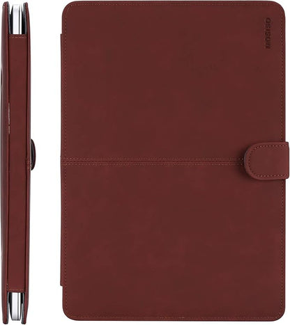 MOSISO Case Compatible with MacBook Air 13.6 inch M4 M3 M2 2025-2022 /Air 13 M1 2022-2018 /Pro 13 inch M2 M1 2025-2016, PU Leather Portfolio Protective Stand Cover, Claret Red