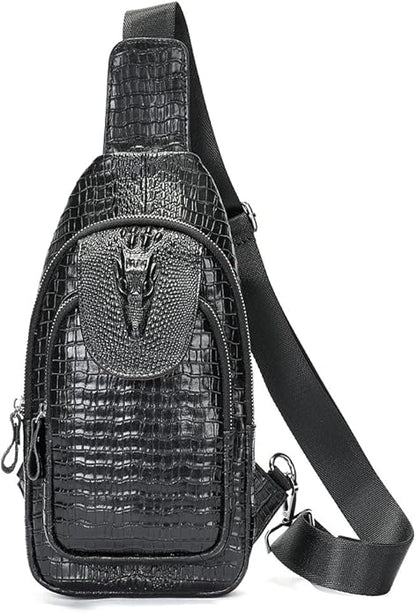 LUKZIJAES Genuine Leather Sling Bag for Men