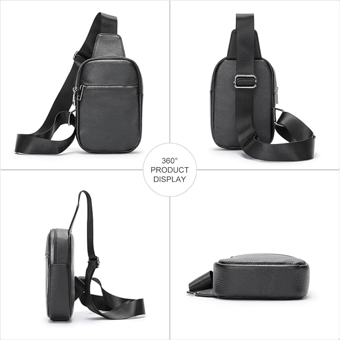 Genuine Leather Sling Bags for Men Crossbody Purse Vintage Small Messenger Shoulder Bag for Phone Side Chest Daypack Bag