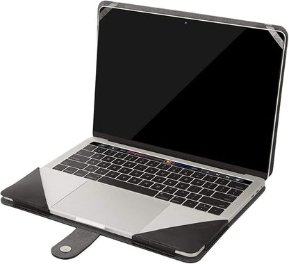 MOSISO Case Compatible with MacBook Air 13.6 inch M4 M3 M2 2025-2022 /Air 13 M1 2022-2018 /Pro 13 inch M2 M1 2025-2016, PU Leather Portfolio Protective Stand Cover, Black