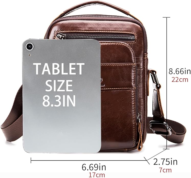 Men's Vinatge Leather Crossbody:Compact with Organized Pockets,Stylish & Functional for Everyday Carry