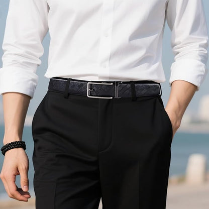 Barry.Wang Mens Belts Leather Ratchet Automatic Buckle Slide Click 1 3/8" Designer Dress Fashion Classic Casual Work Business