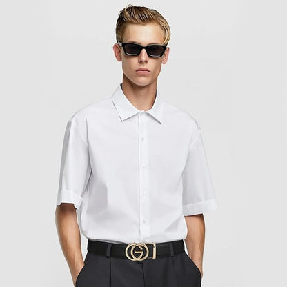 Aurolran Men&Womens Leather Dress Belt Business Automatic Buckle Belt Color-Black Silver Gold