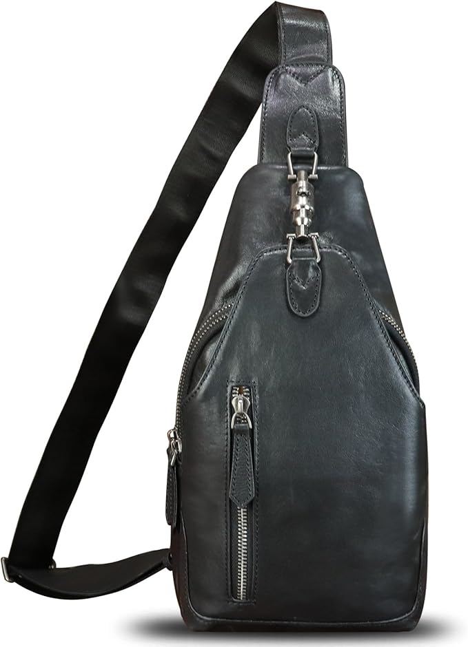 LRTO Genuine Leather Sling Bag for Men and Women Real Leather Shoulder Crossbody Bag Chest Bag Sling Backpack Purse