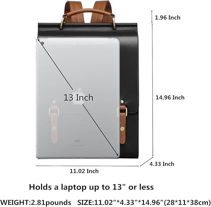 Cnoles Leather Backpack Purse For Women Fashion Ladies Vintage Bags Casual College Travel Backpacks Large bag Black