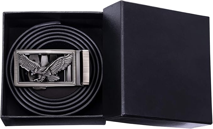 Dubulle Designer Mens Belts, Sliding Automatic Buckle Ratchet Dress Belt TOP Genuine Leather Strap Gifts