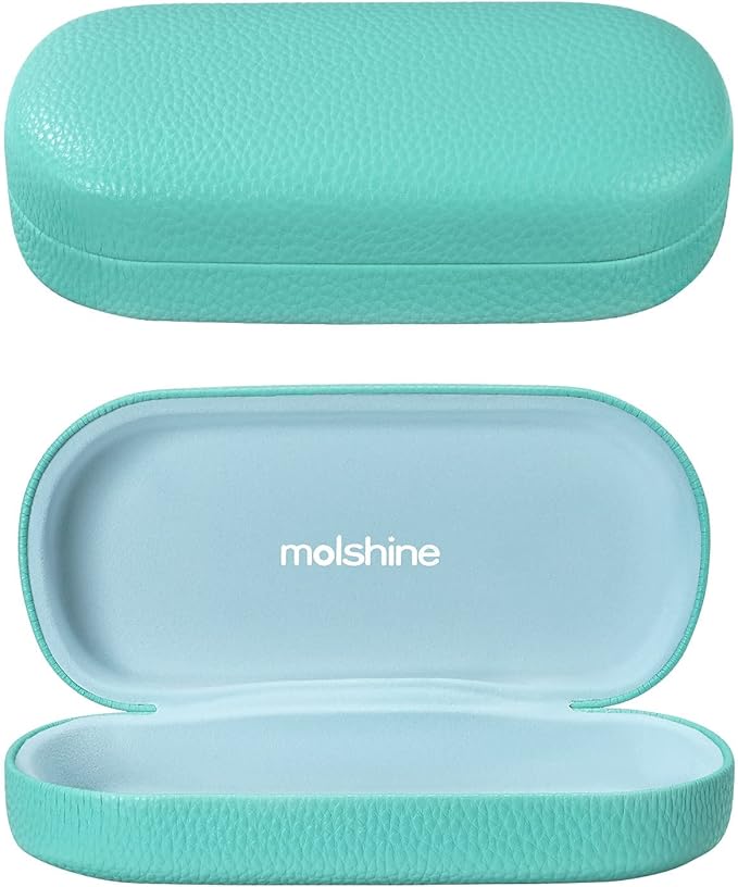 molshine Hard Shell Leather Sunglasses Case,Classic Large Glasses Case for Women Men,Sunglass Eyeglasses