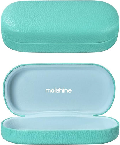 molshine Hard Shell Leather Sunglasses Case,Classic Large Glasses Case for Women Men,Sunglass Eyeglasses