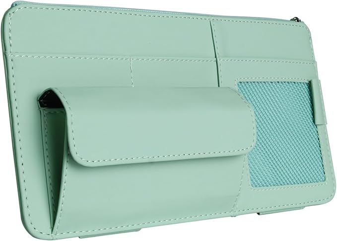 Car Sunvisor Organizers Feature Build in Sunglasses Holder and Card Slots for Document Storage Leather Materials Easy in