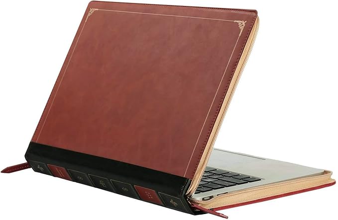 MOSISO Compatible with MacBook Air 15 inch 2025 2024 2023 M4 M3 M2/Pro 15 inch Case A1990 A1707 2019-2016, PU Leather Laptop Sleeve Vintage Retro Zippered Portfolio Protective Case Cover, Brown