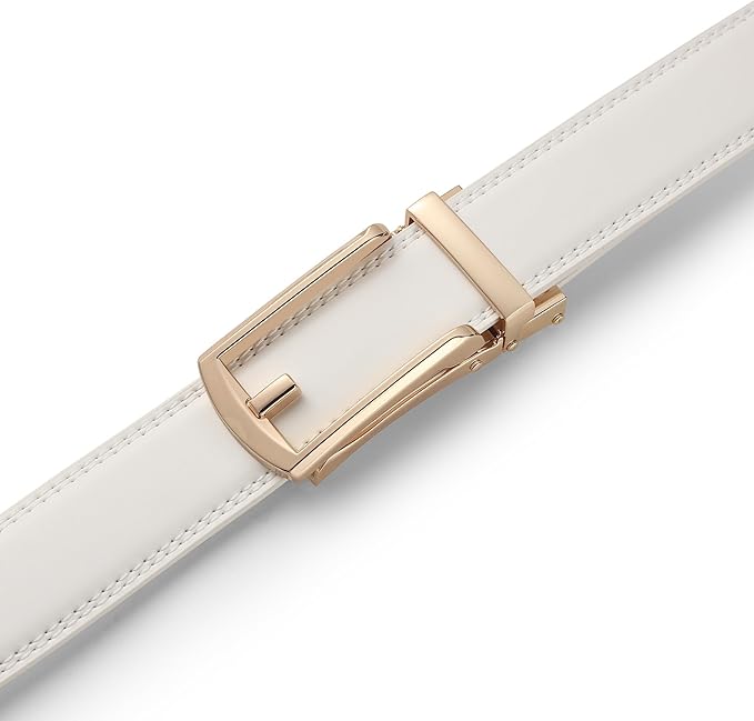 Founders & C Mens Ratchet Belt Leather Click 1 1/4" with Slide Buckle, Casual Dress Belt Adjustable