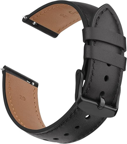 Vancle Quick Release Genuine Leather Watch Band 20mm 22mm Watch Strap, Top Grain Leather Watch bands for Men Women
