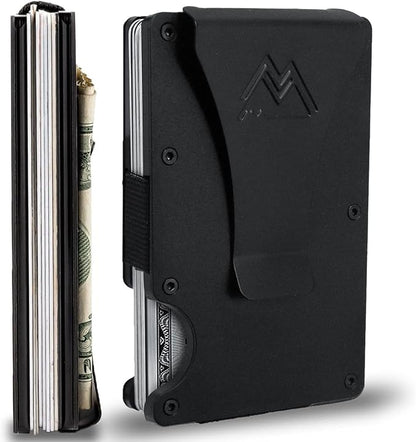 Mountain Voyage Co Minimalist Wallet for Men - Slim RFID I Scratch Resistant, Matte Black Credit Card Holder & Money Clip, Easily Removable Money & Cards, Mens Wallets