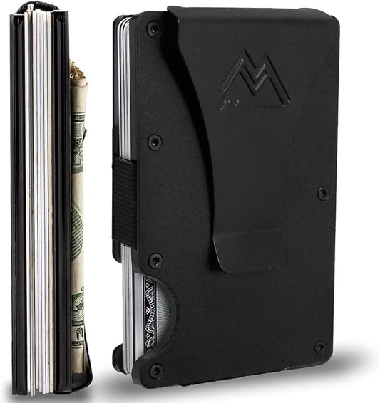 Mountain Voyage Co Minimalist Wallet for Men - Slim RFID I Scratch Resistant, Matte Black Credit Card Holder & Money Clip, Easily Removable Money & Cards, Mens Wallets